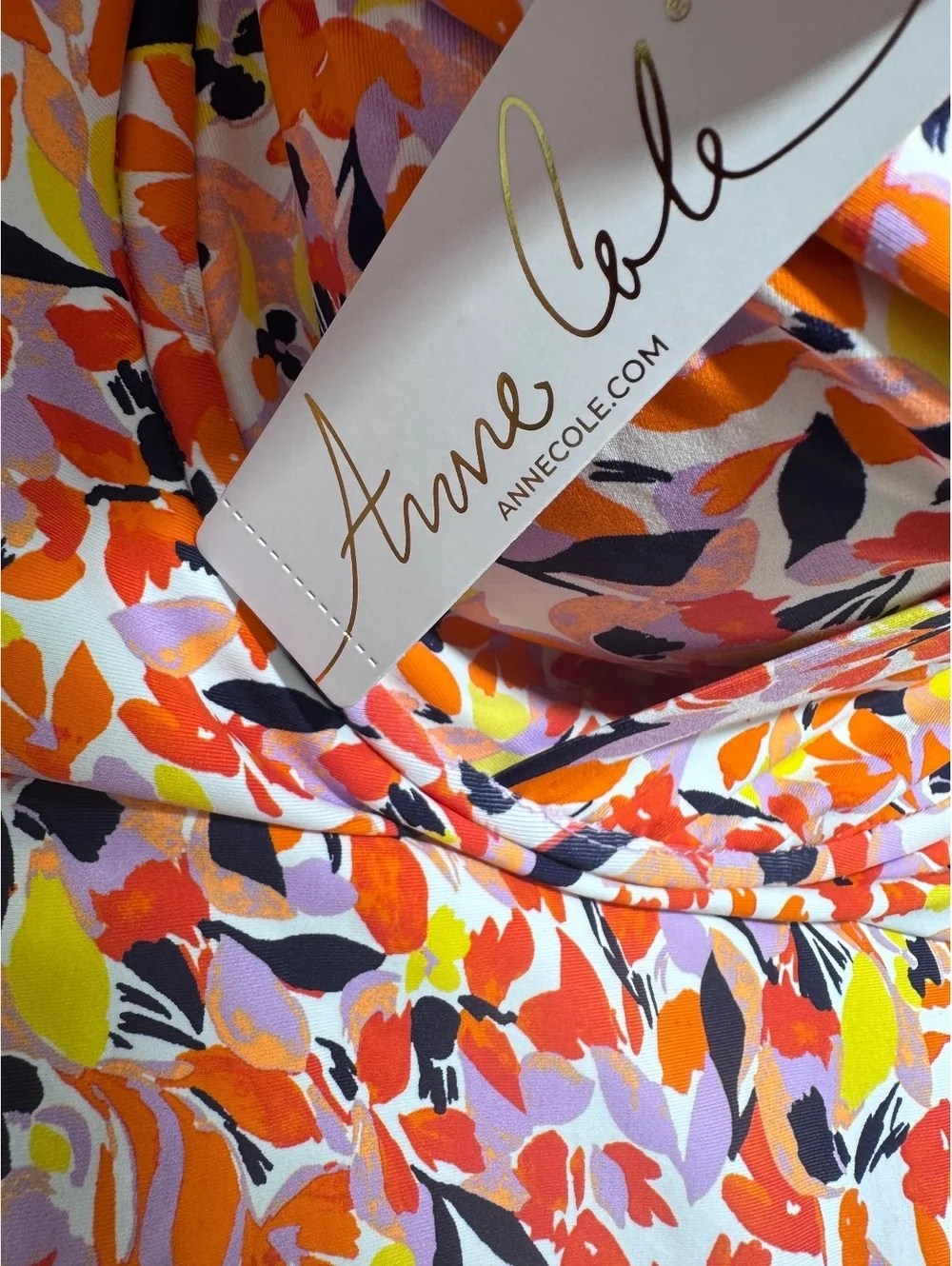 Anne Cole Womens 24W Tankini Top Multicolor Floral Twist Front Swim NWT $92